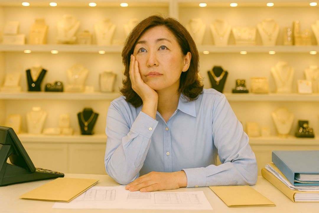 店舗の正面と、笑顔で休むオーナーのイメージ